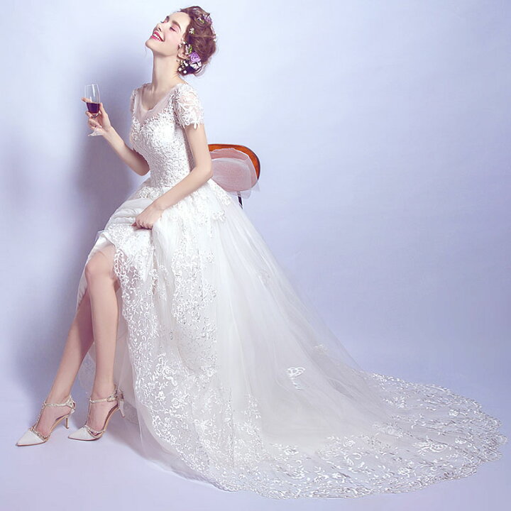 楽天市場】海外挙式 ウェディングドレス 花嫁 wedding dress 前  