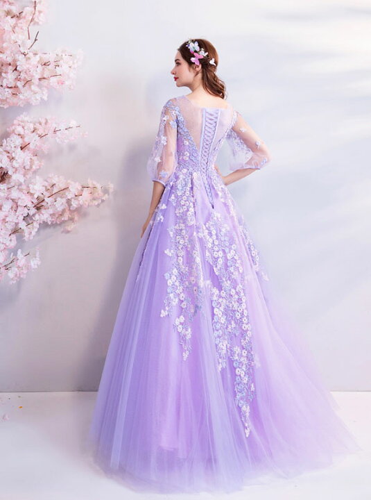 楽天市場】ステージ 衣装 パープル 花嫁 カラードレス プリンセス  
