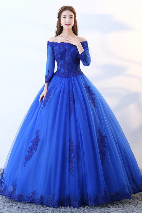 楽天市場】カラードレス 演奏会用ドレス ブルー 二次会 花嫁 ステージ  