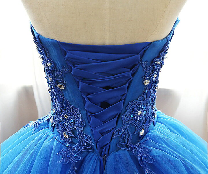 楽天市場】ステージ 衣装 演奏会用ドレス ブルー プリンセスライン  