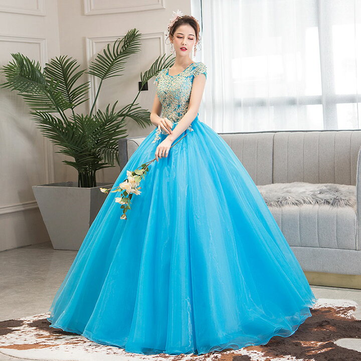 楽天市場】ステージ 衣装 水色 演奏会用ドレス ロングドレス ブルー  