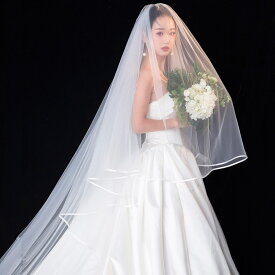 ブライダルベール 高級感 ロングベール ベールダウン マリアーベール 美しいお嫁さん 結婚式 ウエディングベール ビンテージ シンプル 純白 ピュアー 幻い 花嫁ベール 300cm-400cm コーム付き