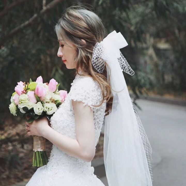 楽天市場 ウエディングベール 二重ベール 恋の物語 ベールダウン 髪飾り セミロング 蝶結び プリンセス 結婚式 パーティー 舞踏会 ウエディングベール 純白 ひらひら 森系 可愛い 海外撮影 旅行結婚 ヘアピン付き 80 100cm Unique Weddings