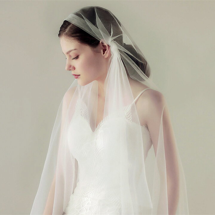 ウエディングベール 二重ベール ベールダウン 蝶結び パーティー セミロング 髪飾り 結婚式 プリンセス 恋の物語
