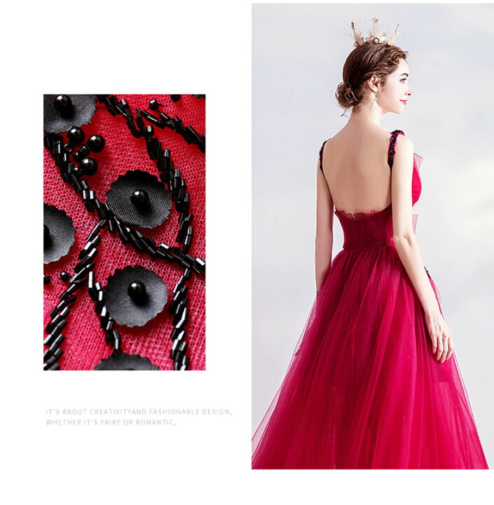 楽天市場 カラードレス レッド パーティードレス レディース 赤 ワンピース ロングドレス Vネック 結婚式 成人式 社交 お呼ばれ 花嫁 二次会 ドレス トレーン フォーマルお呼ばれ ピアノ司会 大人 セミオーダー ファスナー Unique Weddings