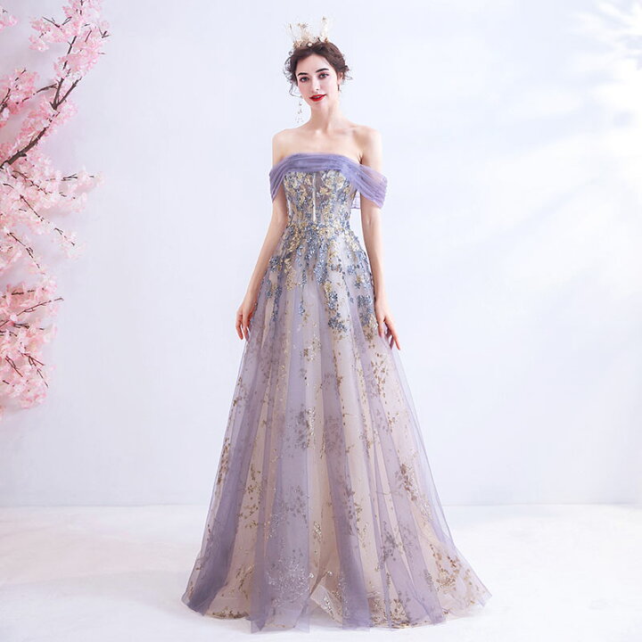 楽天市場 カラードレス パープル 花嫁 結婚式 二次会 ロングドレス パーティードレス レディース ワンピース 透け感 お呼ばれ お嬢様 ウェディング ドレス 成人式 社交 ピアノ司会 大人 声楽 演奏会用 発表会 セミオーダー 編み上げ Unique Weddings