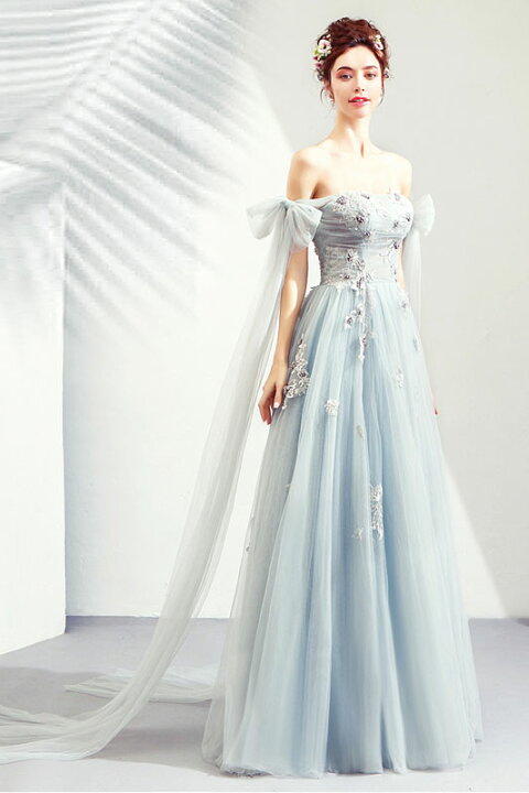 楽天市場】カラードレス 水色 Bridesmaid dress blue 演奏会 ロング 