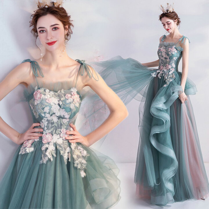 楽天市場】新品 カラードレス ロングドレス 花嫁 吊りスカート お嬢様  