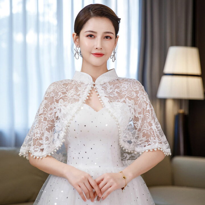 楽天市場】ウエディングショール 花嫁 高級感 肩掛け ドレスケープ 