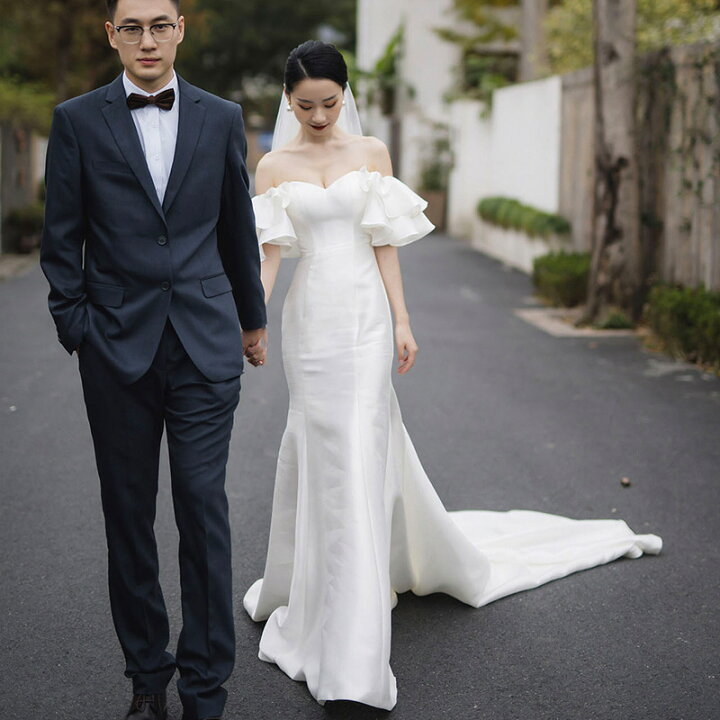 楽天市場】マーメイドドレス 花嫁 結婚式 ウェディングドレス シンプル  