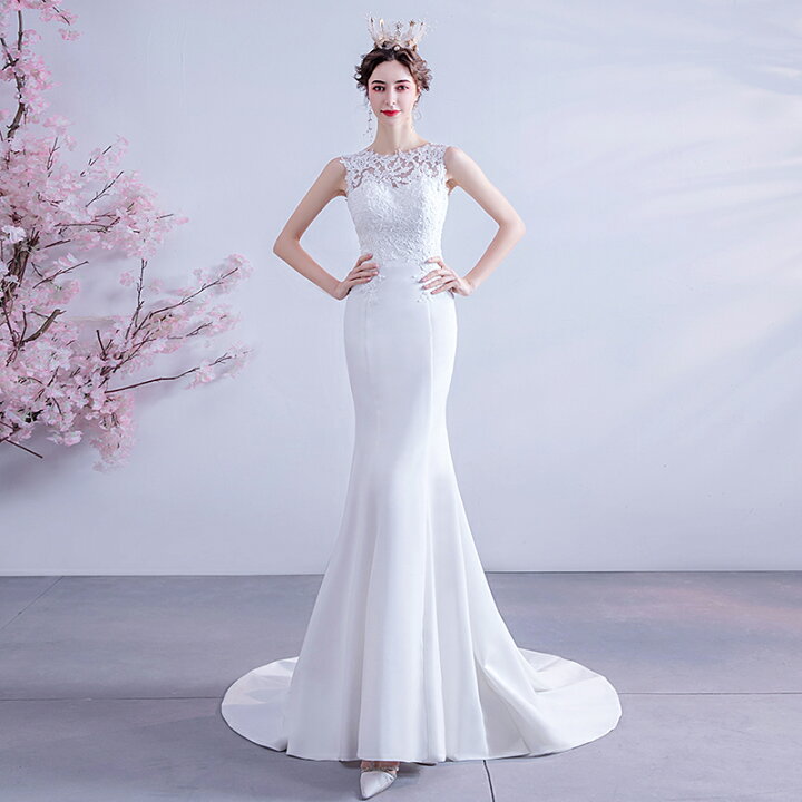 楽天市場】ウェディングドレス 花嫁 ロングドレス 結婚式 トレーン 
