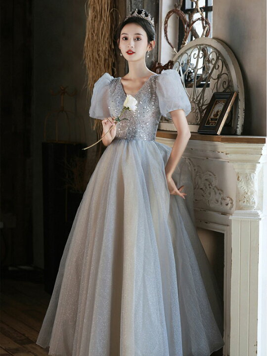 楽天市場】カラードレス ウェディング 二次会 Aラインドレス 袖あり お  