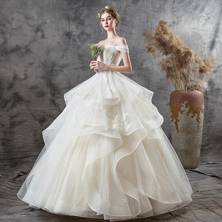 楽天市場】結婚式 花嫁 ウェディングドレス オフショルダー 二次会  