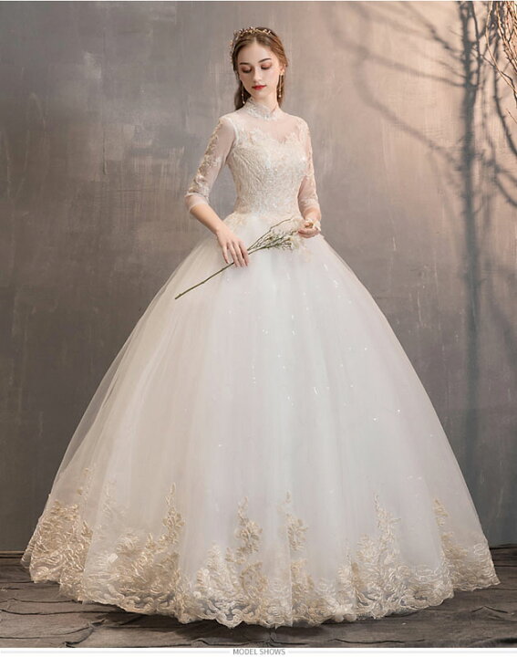 楽天市場】wedding dress ウェディングドレス プリンセスドレス 長袖 