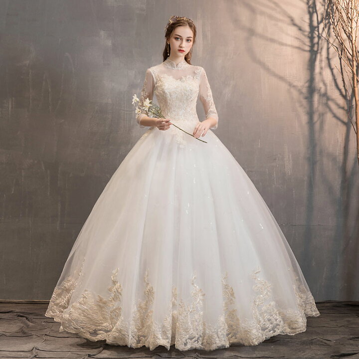 楽天市場】wedding dress ウェディングドレス プリンセスドレス 長袖  