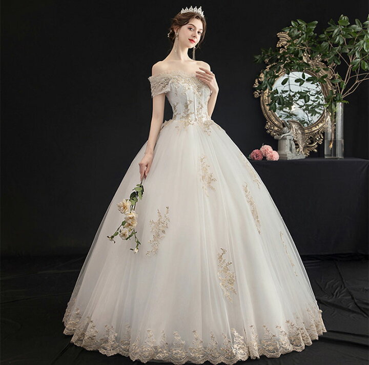 高品質 ウェディングドレス 結婚式 気質 花嫁 豪華 ドレス 二次会 B169 