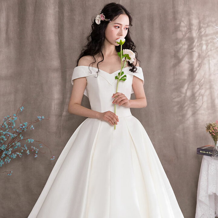楽天市場】ウェディングドレス wedding dress サテン 花嫁 プリンセス 