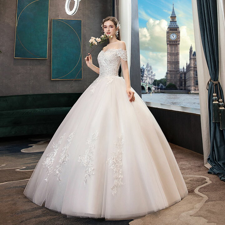 楽天市場】ウェディングドレス オフショルダー 花嫁 wedding dress  