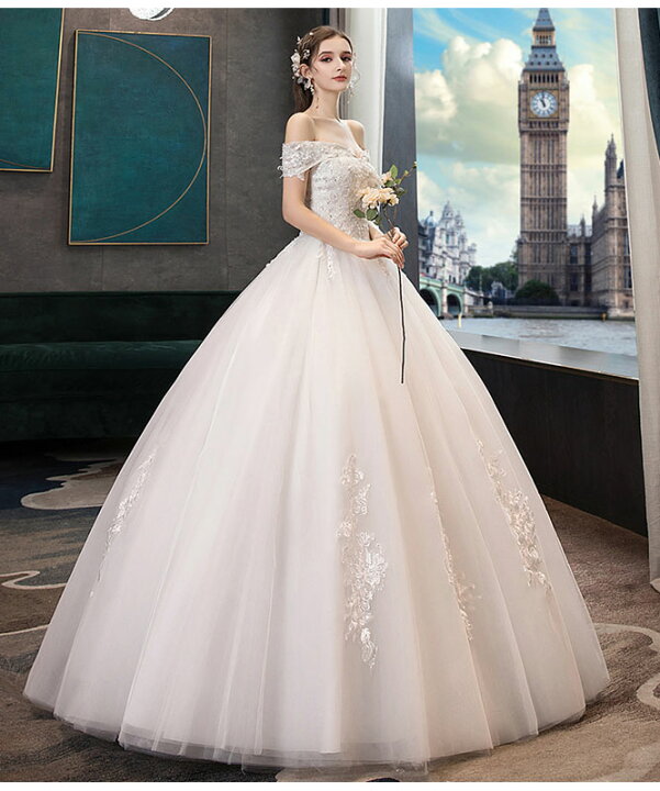 楽天市場】ウェディングドレス オフショルダー 花嫁 wedding dress  