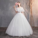 ウェディングドレス wedding dress 半袖 ウエディングドレス プリンセスライン 結婚式 花嫁 ブライダル ロングドレス 高級感 披露宴 二次会 挙式 お嬢様 優雅 淑女 綺麗 セミオーダー/編み上げ