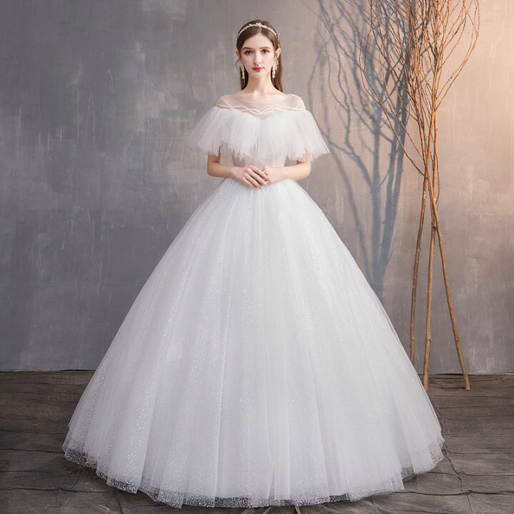 楽天市場】ウェディングドレス wedding dress 半袖 ウエディングドレス  