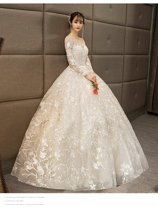 楽天市場】ウェディングドレス 長袖 wedding dress 花嫁 二次会 
