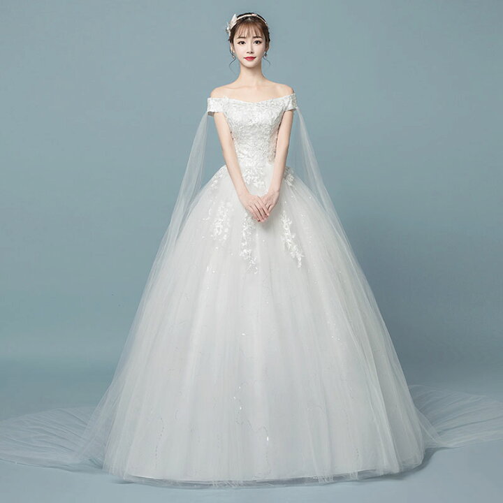 楽天市場 ウエディングドレス オフショルダー 二次会 プリンセスラインドレス 花嫁 結婚式 披露宴フォマールドレスお姫様 着痩せ 代30代40代 ブライダル 高級 ロングドレス 刺繍 セミオーダー 編み上げ Unique Weddings