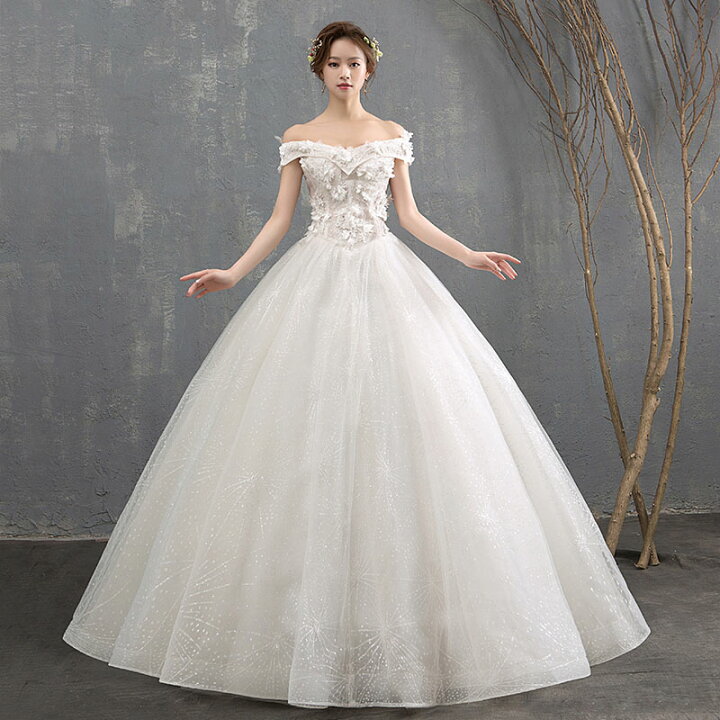 楽天市場】ウエディングドレス オフショルダー 二次会 プリンセスラインドレス 花嫁 結婚式 披露宴フォマールドレス お姫様 着痩せ 20代30代40代 ブライダル 高級 ロングドレス 刺繍 お嬢様 優雅 淑女 綺麗 セミオーダー/編み上げ : unique weddings