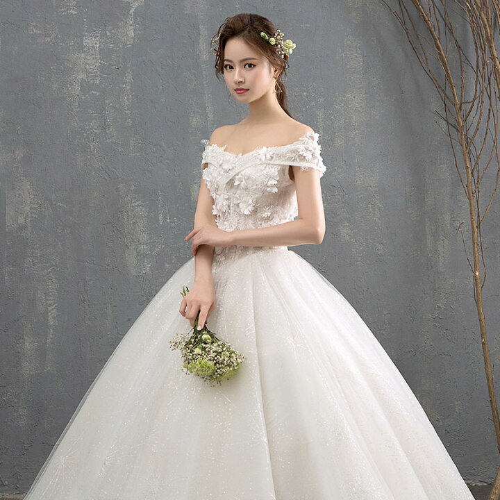 楽天市場】ウエディングドレス オフショルダー 二次会 プリンセスラインドレス 花嫁 結婚式 披露宴フォマールドレス お姫様 着痩せ 20代30代40代 ブライダル 高級 ロングドレス 刺繍 お嬢様 優雅 淑女 綺麗 セミオーダー/編み上げ : unique weddings
