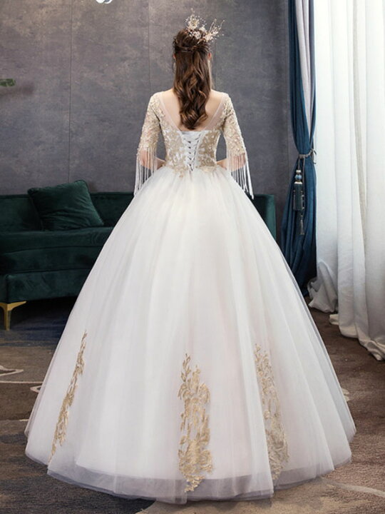 ウエディングドレス 7号 白 オフホワイト プリンセス 結婚式 披露宴 
