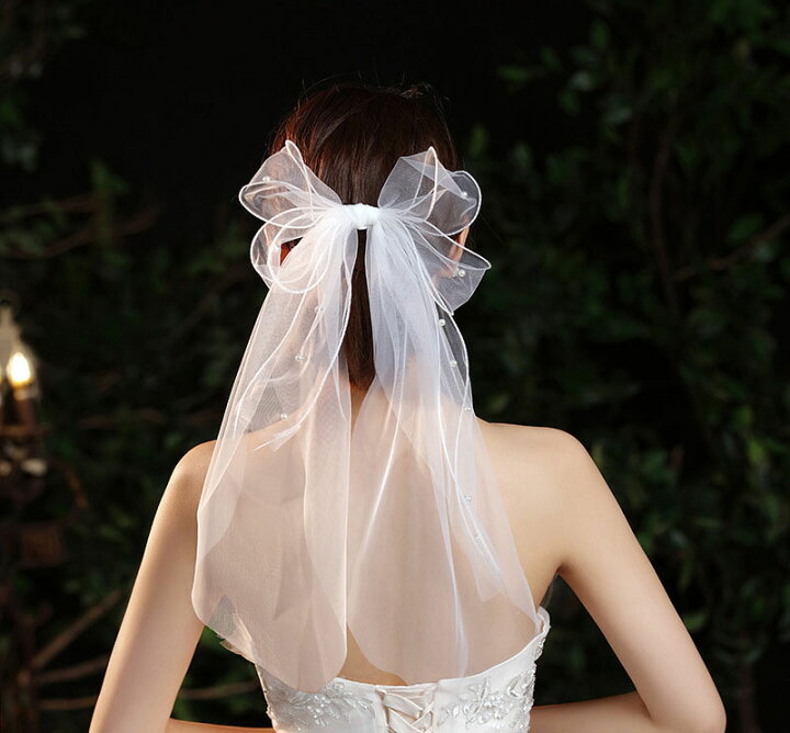 楽天市場】ウェディング 髪飾り ヘッドドレス チュー リボン ヘア  
