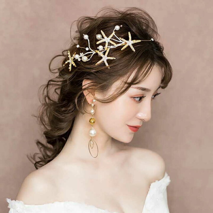 楽天市場】ウェディング ヘッドドレス イヤリング 2点セット 結婚式 