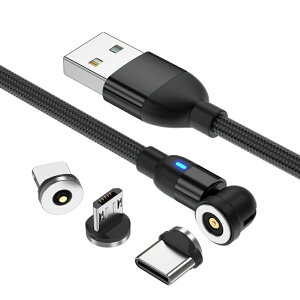 [dP[u }Olbg 1m 3in1 LEDt ubN 1m  Micro USB iPhone Type C Android }Olbgŏuԋz [dP[u 360x] X}z[d f[^]