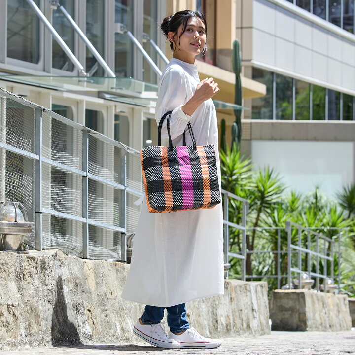 楽天市場】メルカドバッグ Mサイズ TD I チェック ピンク エコ ECO 