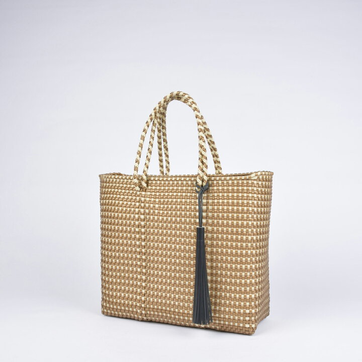 楽天市場】メルカドバッグ M ギンガムチェック ゴールド クリーム  