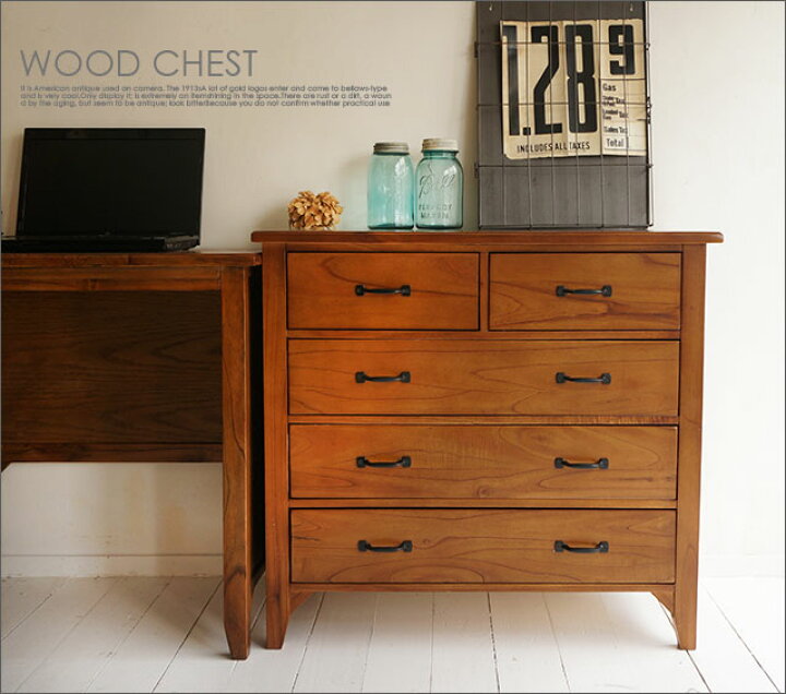 楽天市場】チェスト/シャビーアンティークウッド木製レトロ/ミッド  