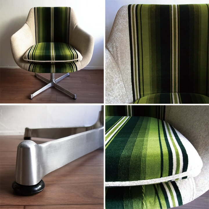 楽天市場】【送料無料！】1人掛けレトロチェア/モケットグリーンと  