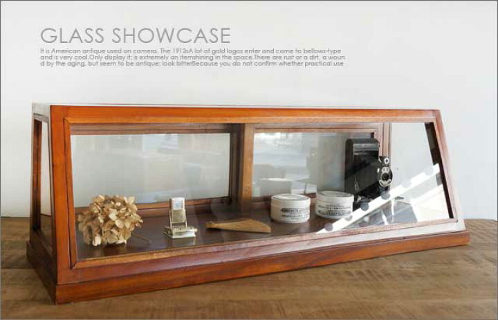 9768円 オンラインショッピング ガラスショーケース ウッド 木製 コレクションケース 北欧 レトロ シャビー