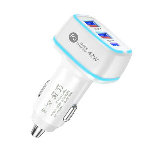 �J�[�`���[�W���[ 3�|�[�g �V�K�[�\�P�b�g�`���[�W���[ LED���C�g�t�� �ԍڏ[�d�� �}���[�d �ԓ��d�� USB�[�d ���֐� �N�C�b�N�`���[�W ���v42W �ԗp 3�䓯���[�d USB�|�[�g PD25W PD�[�d�� QC3.0 �y