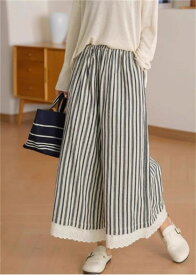チェック柄 ワイドパンツ ストライプ レディース レース ロング ボトムス 春 夏 秋 レディースパンツ ロングパンツ リラックス ワイド 着回し ゆったり 体型カバー きれいめ サイドポケット ウエストゴム 大きいサイズ 上品 美脚 通勤 通学 着痩せ カジュアル 送料無料