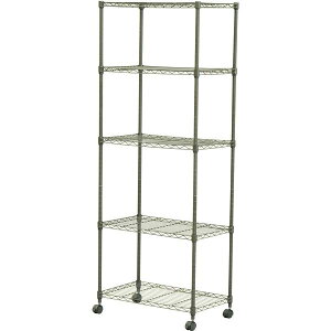 スチールラック 幅60cm 奥行35cm 5段 キャスター付き スチールシェルフ メタルラック ラック 棚 オープンラック スリムラック ALC-6015 テレビ台 プリンター台 什器