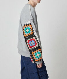 【先行受注】【POINT2倍】【DISCOVERED/ディスカバード】CROCHET SLEEVE SWEAT(3色)(トップス/プルオーバー/スウェット/ニット/MENS/UNISEX/2024AW)【納期8月～9月】