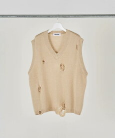 【POINT2倍】【DISCOVERED ディスカバード】DAMAGE COTTON V-NECK KNIT VEST(2色)