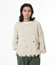 【DISCOVEREDディスカバード】CABLE DAMAGE KNIT(2色)(ニット,トップス,23AW)