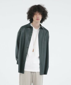【POINT2倍】【Iroquoisイロコイ】SYNTHETIC LEATHER SH_GRN　378114(2色)(シンセテックレザーシャツジャケット/SHIRTS JACKET/OUTER/アウター/2022AW)
