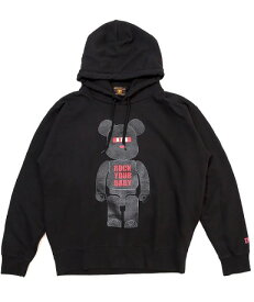 ★【TMTティーエムティー】★BE@RBRICK×TMT VINTAGE FRENCH TERRY PULLOVER HOODIE(TSWF23BA04) / BLACK(TMTスウェットフーディー/CUT AND SEWN/カットソー/23AW)