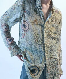 【POINT2倍】【DIET BUTCHER ダイエットブッチャー】Map all over pattern chiffon shirt(2色)(シャツ/トップス/tops/24SS)