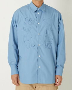 �yPOINT2�{�z�y25�t�āz�yALMOSTBLACK�I�[�����X�g�u���b�N�zWOVEN CODE EMBROIDERY DRESS SHIRTS�i25SS-SH03�jBLUE(2�F)�i�V���c�A�g�b�v�X,25SS�j