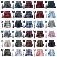 3点セット スカート ネクタイ ボウタイ 43cm 制服 スカート チェック 大きいサイズ スクールスカート プ…