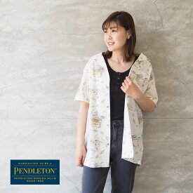 PENDLETON ペンドルトン アロハシャツ 大きめ ゆったり ALOHA SHIRT アロハ シャツ 19801638 半袖 シャツ ハワイアンシャツ ハワイアン アメカジ おしゃれ 柄 総柄 ママコーデ 夏 白 ホワイト ユニセックス レディース メンズ